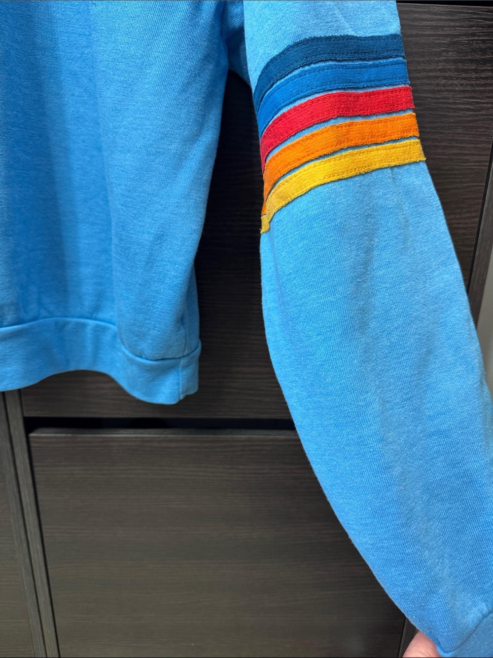 Aviator Nation Rainbow Stitch Sleeve Crew Relaxed Sweatshirt - Picture 9 of 11